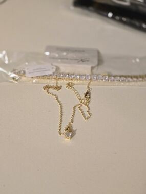 Park Lane Gold Cubic Zirconia Drop Necklace and Tennis Bracelet Set